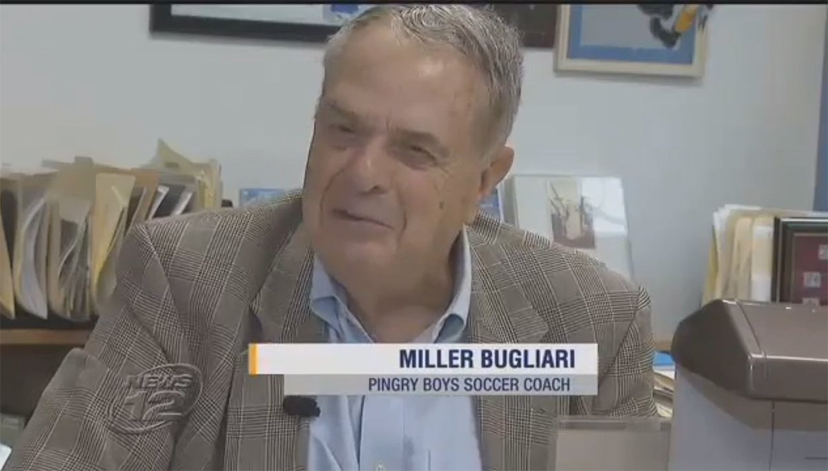 ThePingrySchool's tweet photo. Earlier this month, Coach Miller Bugliari '52 was inducted into the National High School Hall of Fame. ⚽ Watch his interview on News12NJ at https://t.co/aq93lIT3zF. #PingryAlumni #Soccer https://t.co/vopTSGlUvr
