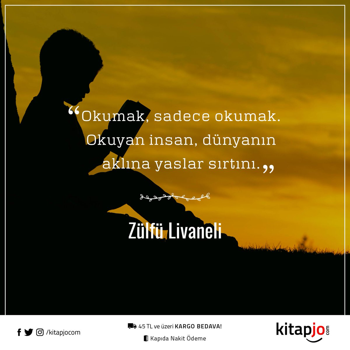 kitapjocom's tweet photo. "Okumak, sadece okumak. Okuyan insan, dünyanın aklına yaslar sırtını." ZÜLFÜ LİVANELİ
🔗 https://t.co/BxbPMfhbiO
#kitapjo #zülfülivaneli #kitap #ucuzkitapsatınal #ucuzkitapal #ucuzkitap #kitapal https://t.co/6Zorun7pEg