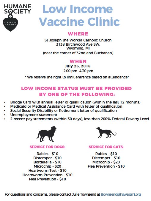 July 26th at 2 pm we will be having another Low Income Vaccine Clinic. See the flyer for more details!