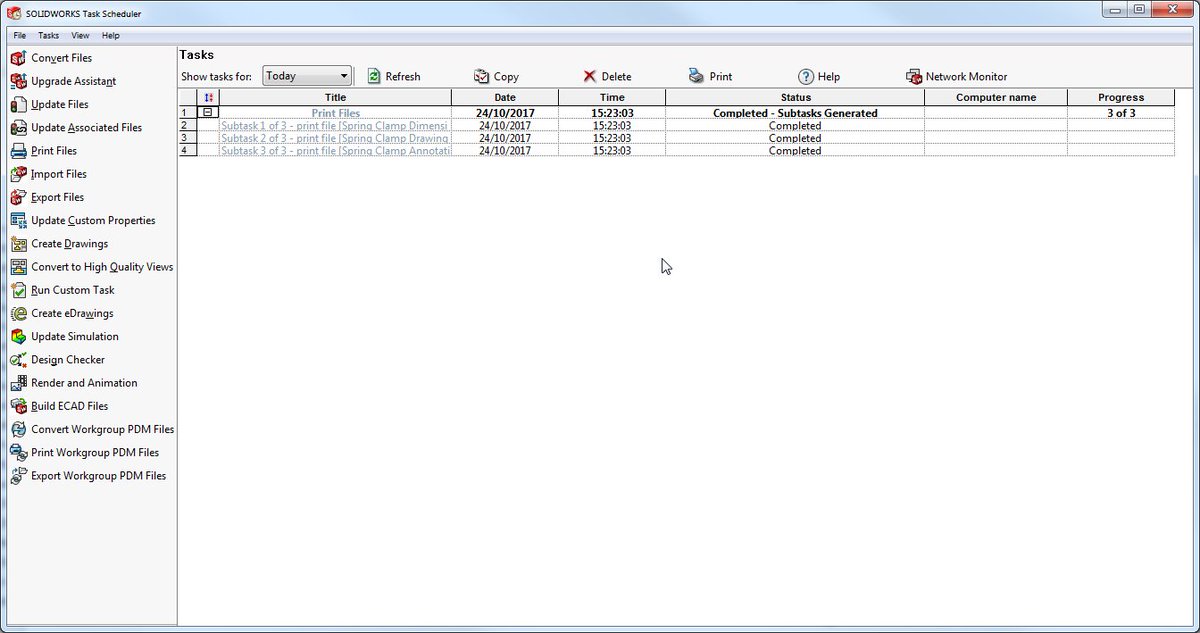 NTCADCAM's tweet image. #SOLIDWORKS Tip of the Day: Take the hassle out of time-consuming jobs by automating the command through the SOLIDWORKS Task Scheduler.