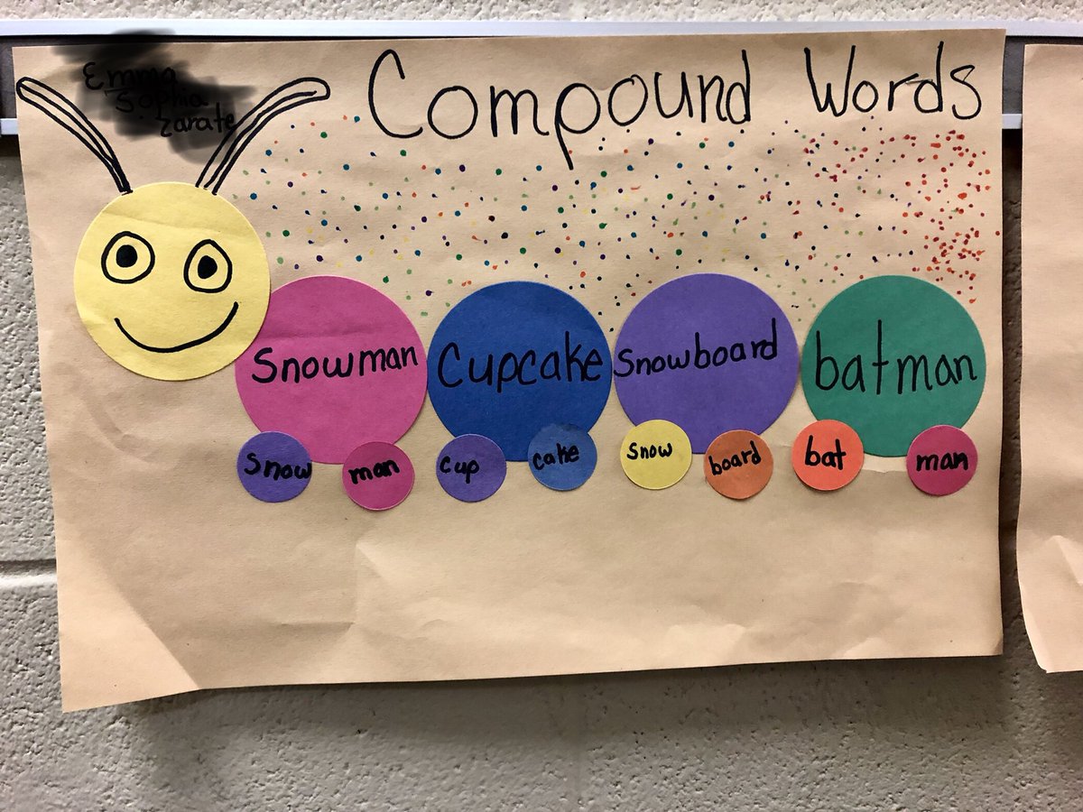 KWhite_PLE's tweet photo. Jump Start students created amazing Compound Word Caterpillars! #PLEextramile @HumbleISD_PLE @lauraboulet_PLE https://t.co/dSyeDeq3fh