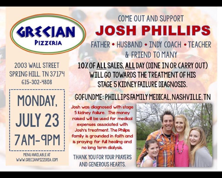 wcsshcw's tweet photo. Praying for @IndySoccer and Coach Phillips. If you can make it out Monday, get some pizza and help this family out.  We need that hair back up and running soon!! https://t.co/qPYyYt8J1w