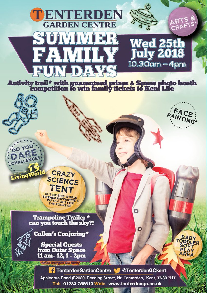 Schools out for summer (well almost!), come and join us Wednesday 25th July &amp; Wednesday 8th August #Tenterden for our popular family fun days. We promise it'll be out of this world 👽