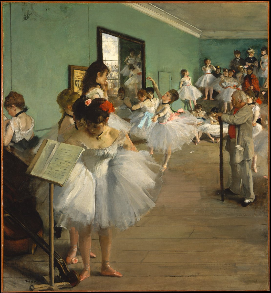 metmuseum's tweet photo. Edgar Degas was born on this day in 1834. This work, "The Dance Class," and its variant in the Musée d'Orsay, Paris, represent the most ambitious paintings #Degas devoted to the theme of the dance. https://t.co/qcR2jvW92S https://t.co/gJvHGRbvMA