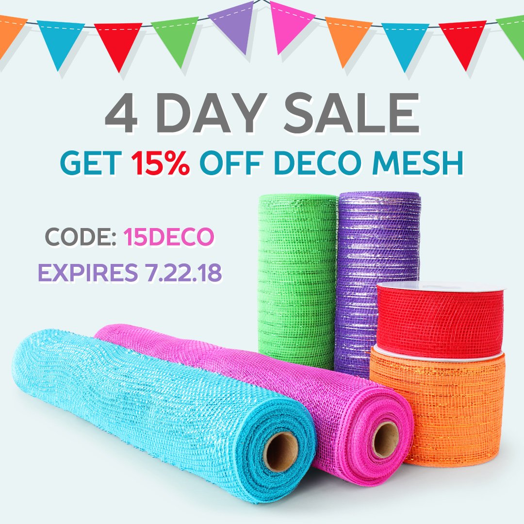 papermart's tweet image. 4 DAYS ONLY! Get 15% off All Deco Mesh! Use code 15DECO at checkout. Offer expires 7/22/18. Shop Now: paperm.art/15DECO #decomesh #sale