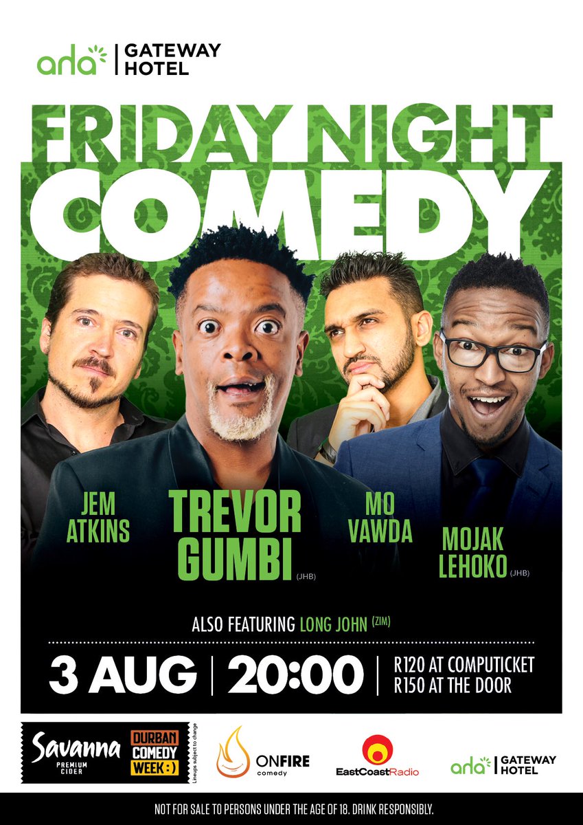 GatewayUmhlanga's tweet photo. Wanna WIN 2 TICKETS to the hottest Friday Night Comedy??🔥🇿🇦 simply like this post and tag a mate you would take with you! Standard Ts&Cs apply. Winner will be randomly selected✨Go to https://t.co/NhHNCCposq for more information! #onfirecomedy @OnFireComedy https://t.co/ByhTmujHOm