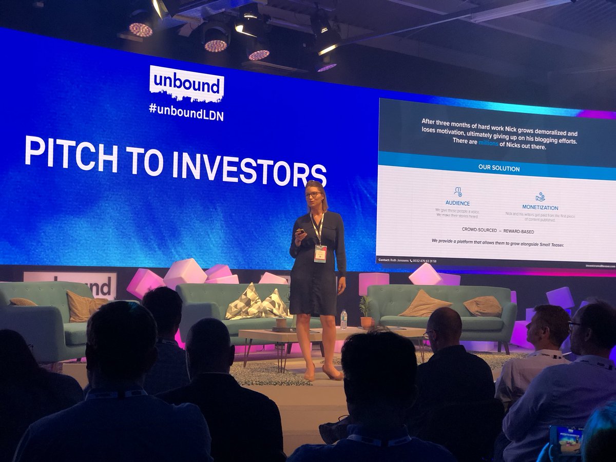 RuthJanssens's tweet photo. We are on stage at #unboundLDN #london #startupfunding #pitchtoinvestors #startuplife #alwayspitching https://t.co/DUFV8WULUS
