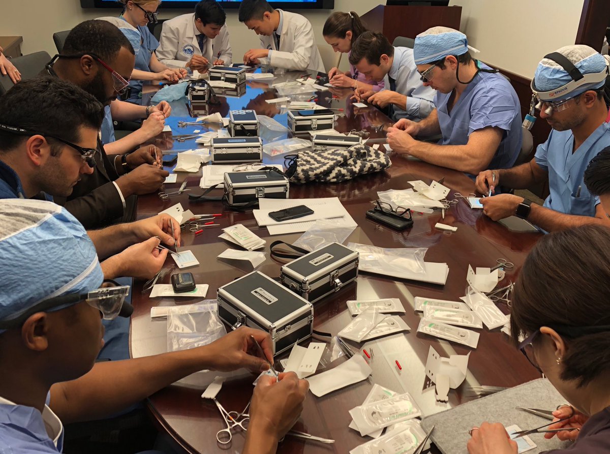 MGHNeurosurg's tweet photo. Practice makes perfect! ‘Dry’ microsuturing lab led by Drs Williams and Brown. @mghneurosurg #greatresidents https://t.co/caZVAVx61a