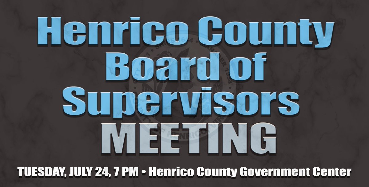 HenricoNews's tweet photo. The Board of Supervisors will hold a special meeting at 4:45 p.m. and a regular meeting at 7 p.m. Tuesday, July 24 at the #Henrico County Government Center, 4301 E. Parham Road. The agendas: https://t.co/GT9aGmpLrb https://t.co/ztAYWdyofG