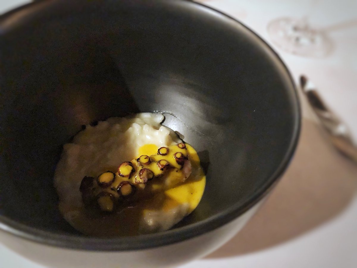 Octopus, Arborio rice, saffron from Monday’s collaboration dinner <a href="/PrivadoSTL/">Privado</a> with <a href="/jkcarlisle/">Justin Carlisle</a> and <a href="/mikerandolphstl/">Mike Randolph</a>