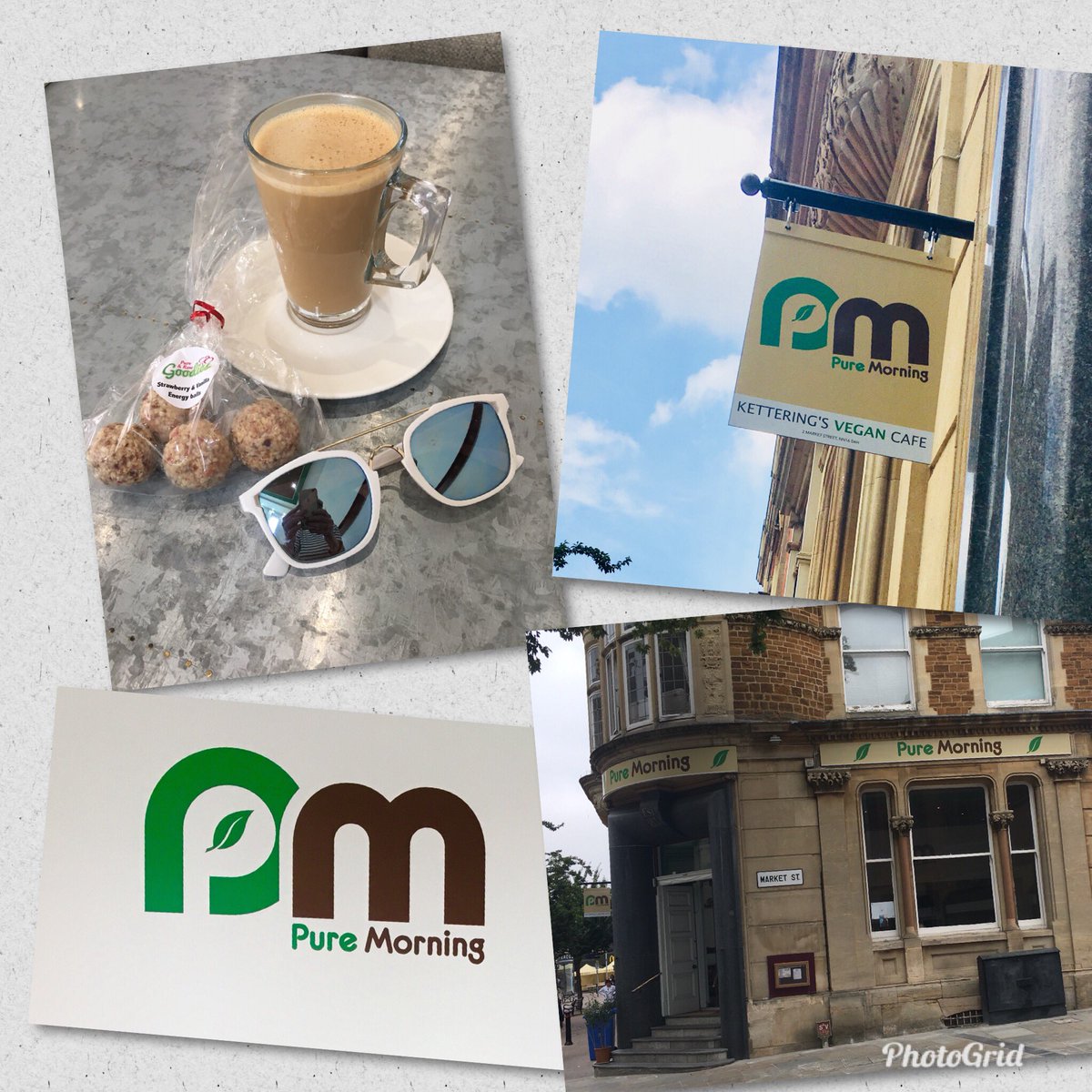 FutureFace's tweet image. Aaah, coffee and energy snacks at #Kettering  new vegan restaurant, Pure Morning, on Market St.   Thankfully, air conditioned 😊 #Vegan #healthylifestyle #HealthyLife