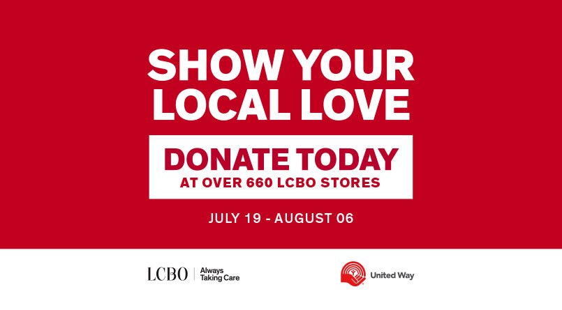 LCBONEWS's tweet photo. @LCBO is proud to launch the #ShowYourLocalLove campaign for
@UnitedWay. Customer donations help support local communities across Ontario: https://t.co/3yvcbDQzFN #100Local #LocalLove https://t.co/7ZrYHHp513
