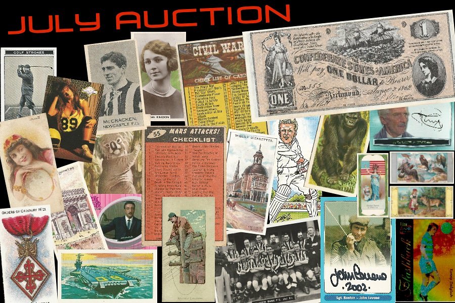 Details of The <a href="/cigarettecard/">London Cig Card Co.</a> in Somerton latest auction.... July Postal #Auction ending Saturday 28th of July. Lots of #Collectible #Cards over 406 to choose from and
starting from just £2 dating from #pre1900 up to present day visit londoncigcard.co.uk for details