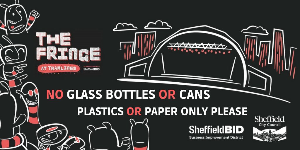 Update #TheFringeAtTramlines 
On Devonshire Green and the Peace Gardens people can bring their own food and drinks, but will not be admitted on site with glass bottles or cans. Plastic cups will be available at the entrances. 

This policy is in place to ensure everyone's safety.