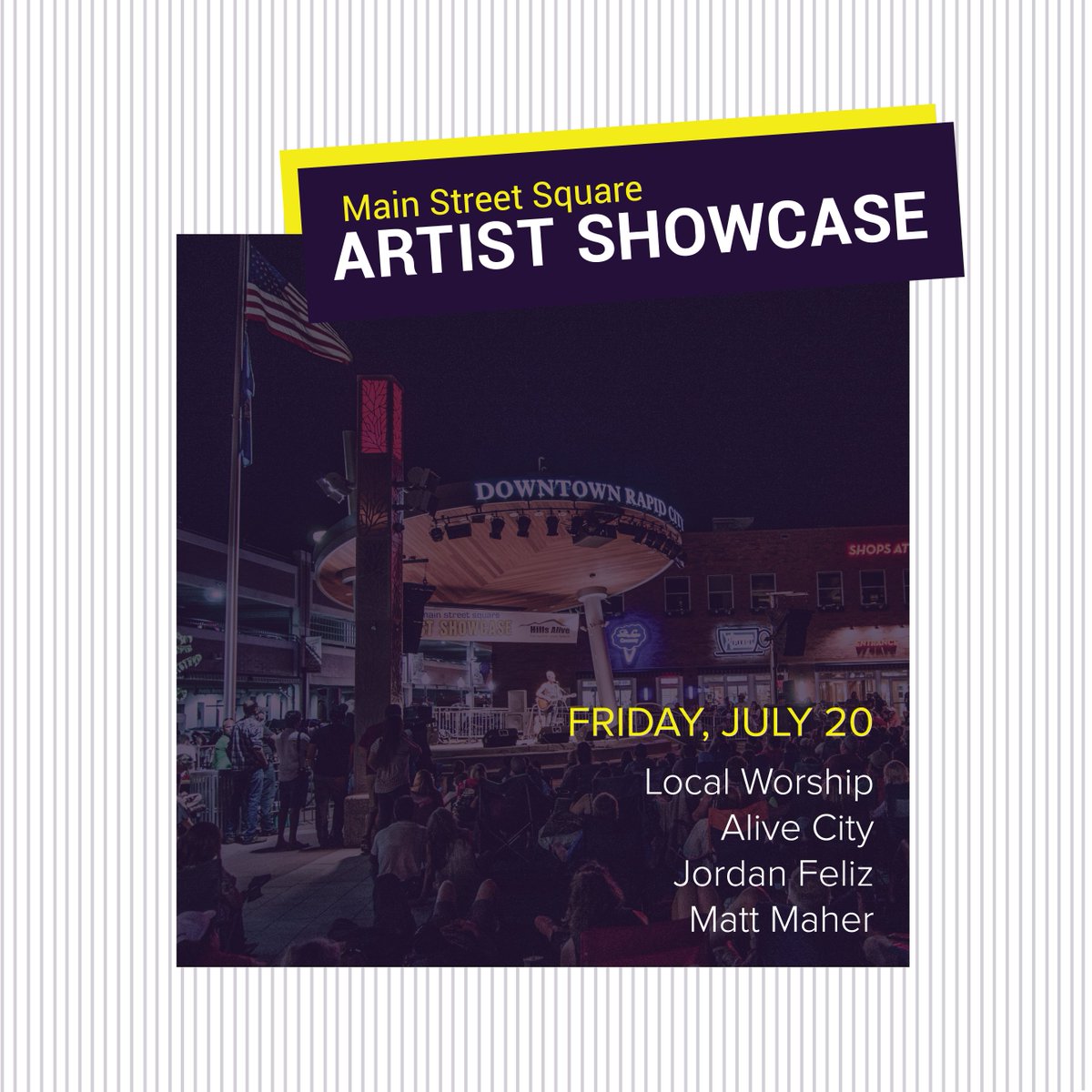 The Main Street Square Artist Showcase will kick off Hills Alive with a fun, low-key atmosphere! Bring your lawn chairs and blankets and we'll see you there! Friday, July 20... Downtown Rapid City...7:00 PM #hillsalive18