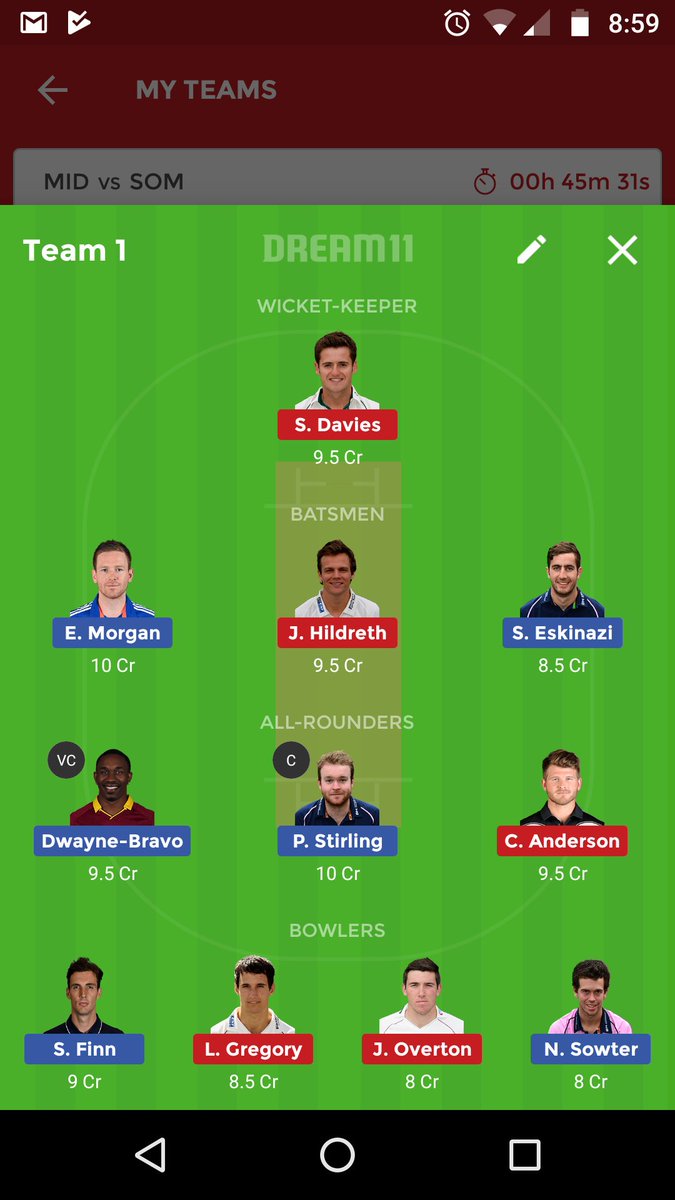 FantasyCriket17's tweet photo. #MIDvsSOM
small league team https://t.co/R3WtRxQk5L