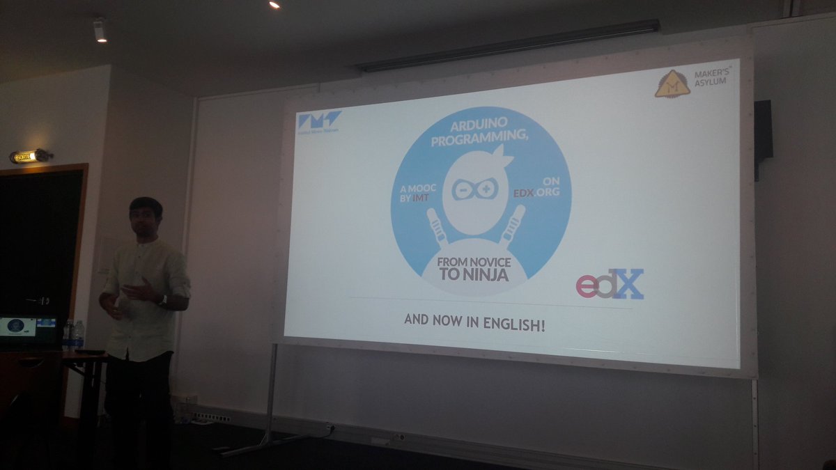 #FAB14 <a href="/VaibhavChhabra8/">Vaibhav Chhabra</a> is showing us what #MOOCs can bring to #fablabs and fab managers to train newcomers and increase skills!  <a href="/IMTFrance/">Institut Mines-Télécom (IMT)</a> #MOOC on #Arduino and #digitalmanufacturing is currently in session on <a href="/edXOnline/">edX</a>, join us!