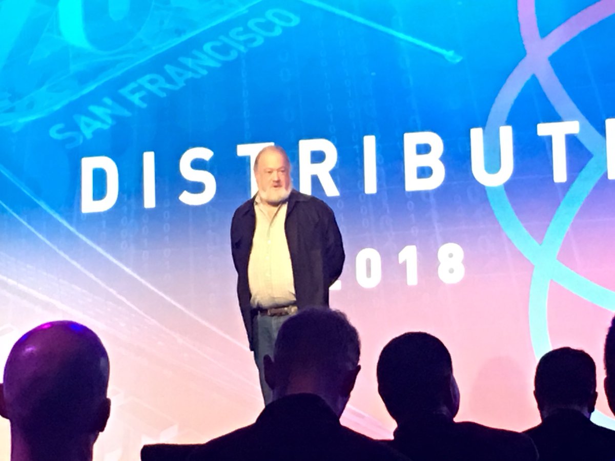gausley's tweet image. David Chaum kicking off #Distributed2018