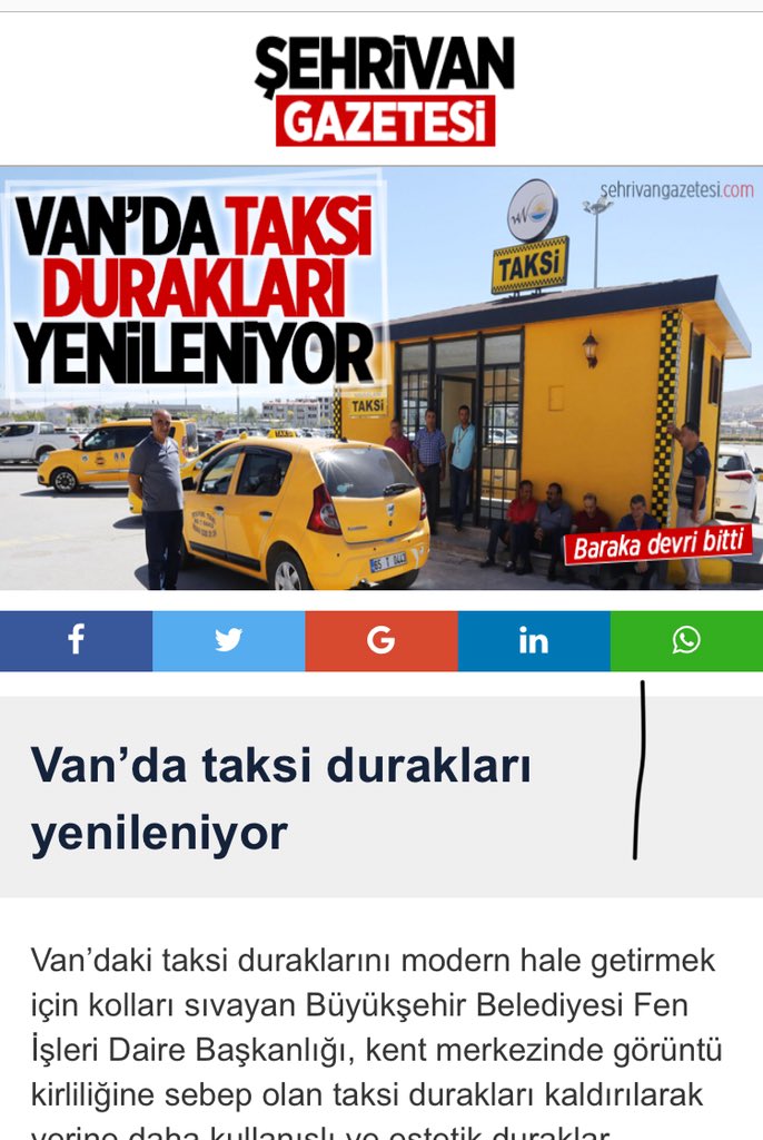 01.11.2017 tarihinde gündeme getirdiğimiz taksi duraklarının yenilenmesi projesini gerçekleştirecek olan <a href="/vanbuyuksehirbb/">T.C. Van Büyükşehir Belediyesi</a> teşekkür ederiz.
