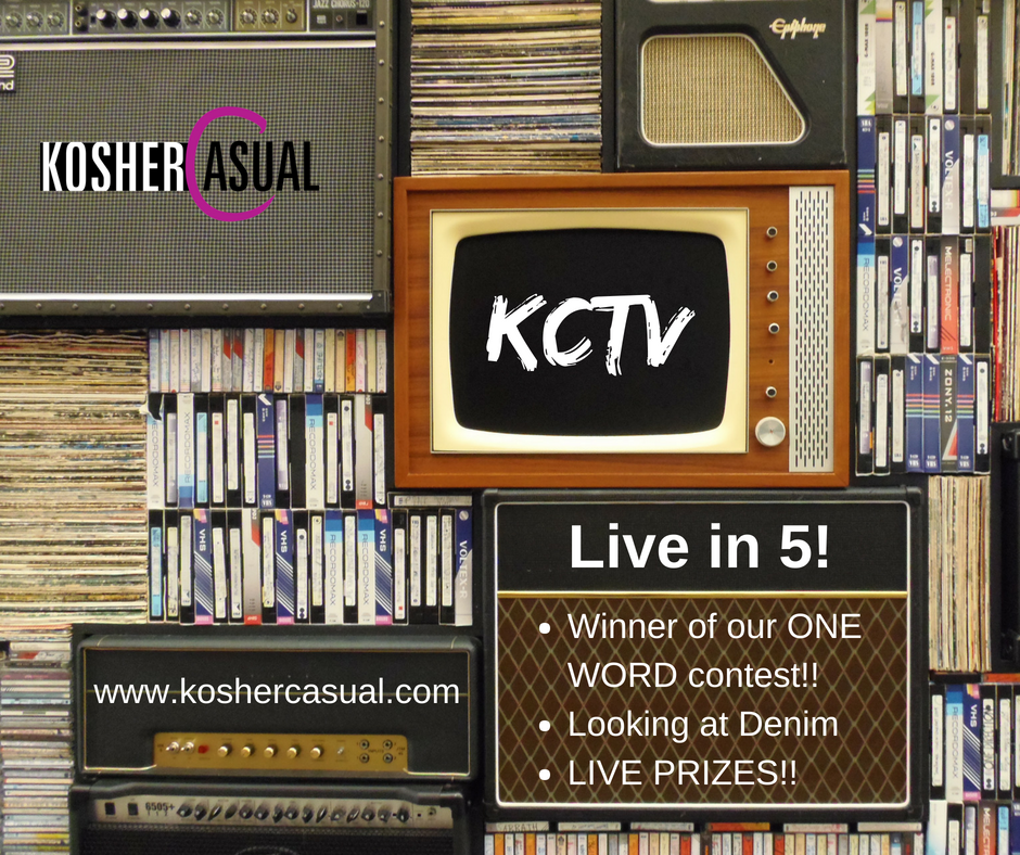 Grab your popcorn and get comfy!  We're coming at you live in 5!  #KCTV #shopkoshercasual facebook.com/KosherCasual/