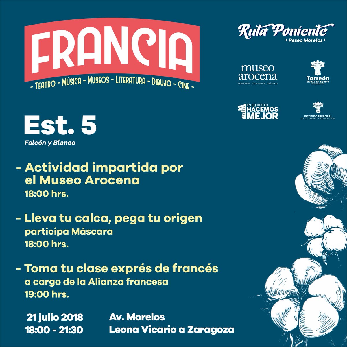 En la Estación 5 nos esperan diversas actividades a cargo del Museo Arocena, Máscara TRC, y la Alianza Francesa. #RutaPoniente