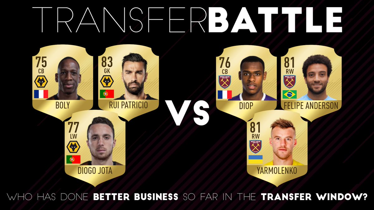 2425Football's tweet photo. TRANSFER BATTLE: Who has made the best transfers until now? Wolves or West Ham United?

#Transfers #WestHam #Wolves #2425Football #TransferBattle https://t.co/r76gKkmcC3