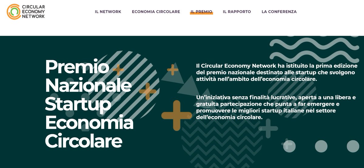 Il Circular Economy Nwtwork ha indetto un premio per valorizzare le giovani aziende che hanno come stella polare la #circulareconomy
Per candidare la tua imprea --> goo.gl/KHaqhN