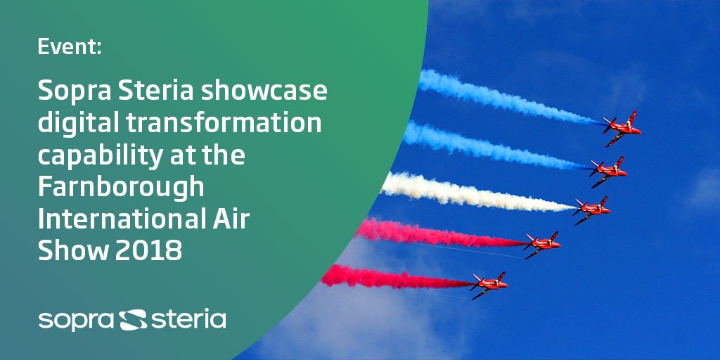 SopraSteria_uk's tweet photo. Sopra Steria is proud to have showcased its digital transformation   capability for the aerospace sector at the Farnborough International Air Show 2018  @FIAFarnborough #SopraSteriaADS #SopraSteriaEvents https://t.co/KEnTJfoGPo