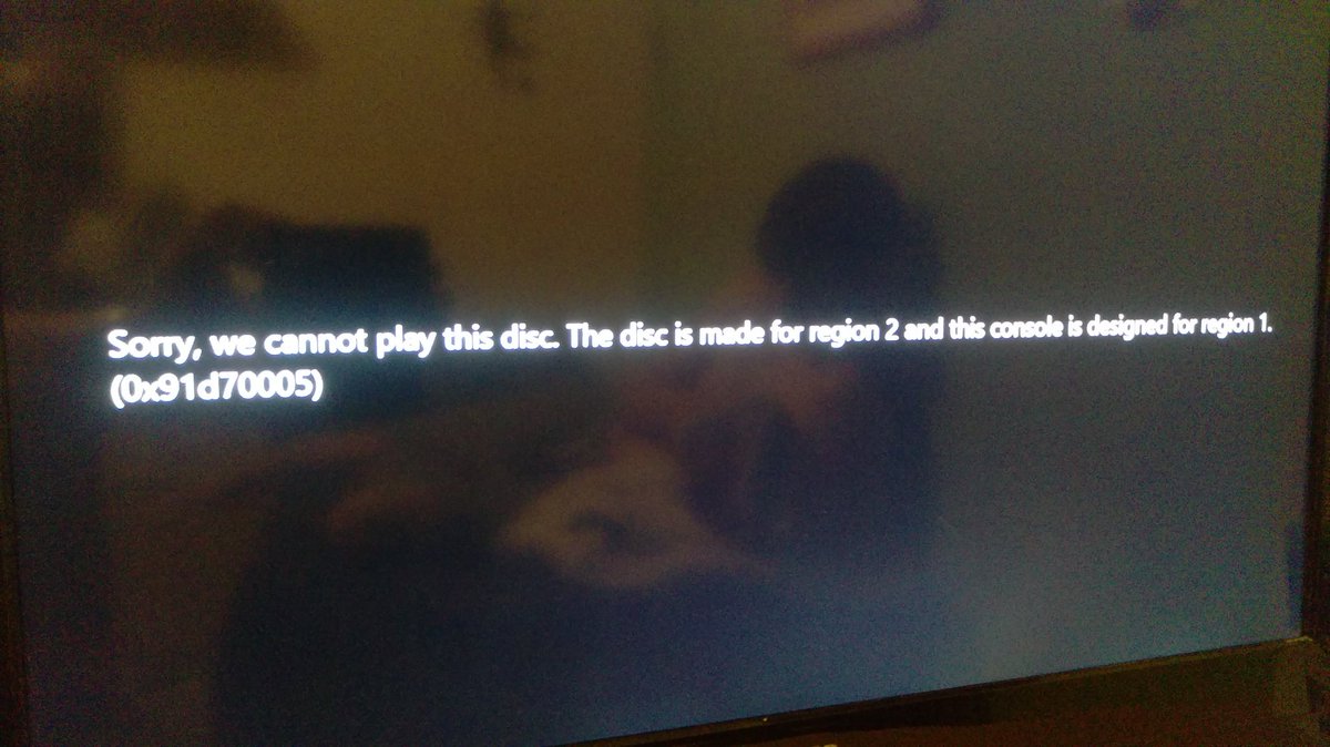 zack6600's tweet photo. @XboxSupport Need your help, region error code 0x91d70005. Bought console in UK and trying to play region 2 DVDs, but saying my console is 1 https://t.co/RcmpBy2CnO