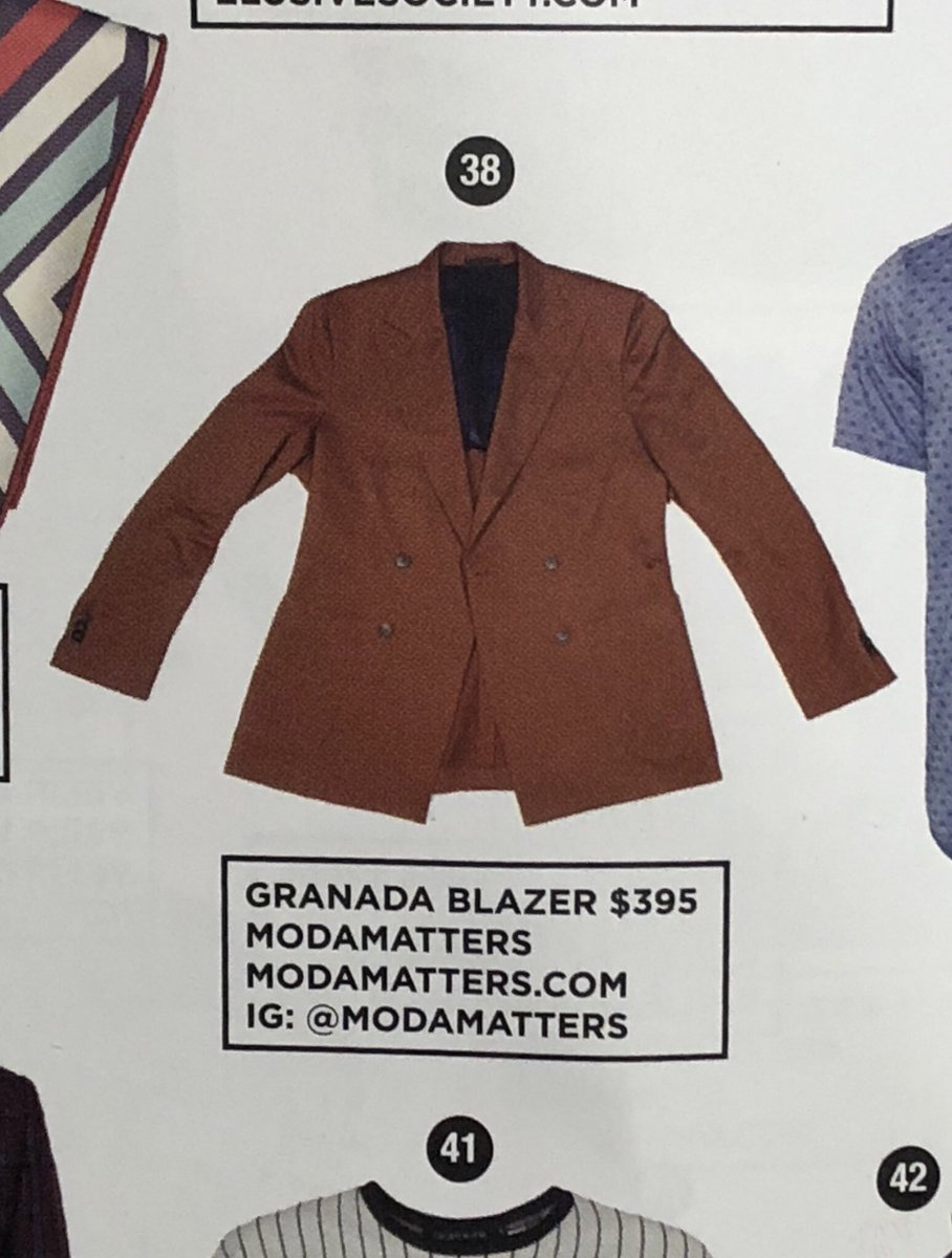 modamatters's tweet photo. If you’re in the UK or just have a great local newsstand (or @BNBuzz), check us out in the latest issue of @BritishGQ, feat. the Granada blazer from our @MensStylePro x #ModaMatters ss18 collection https://t.co/L8FUHmLHyg