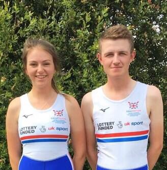 OBM’s Autumn and Gav sporting their new GB kit. Everyone <a href="/BedfordModern/">Bedford Modern</a> wishes them good luck for the U23 World Rowing Champs. #TeamBMS