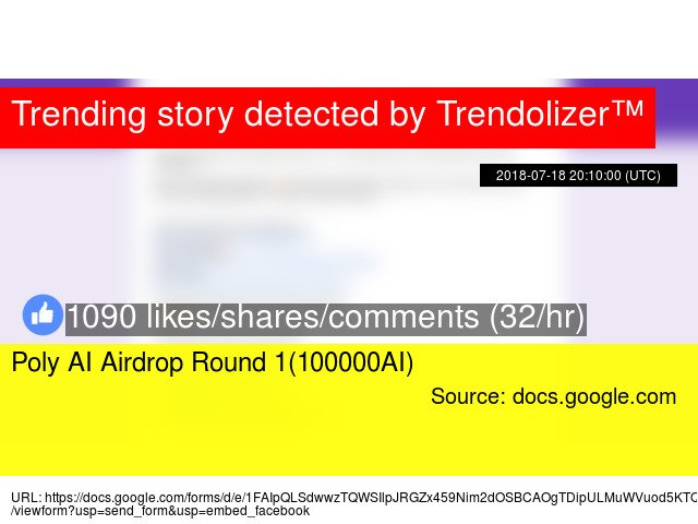 Bitcoinolizer's tweet image. Poly AI Airdrop Round 1(100000AI) #technologybase #artificialintelligence #Twitter #TelegramChannel bitcoin.trendolizer.com/2018/07/poly-a…