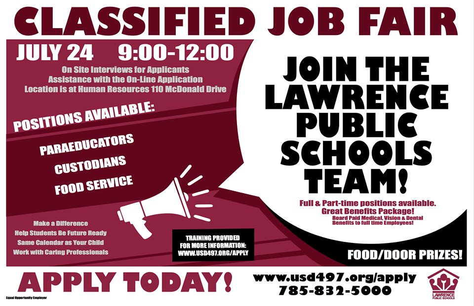 usd497's tweet photo. Don't forget about the classified job fair on Tuesday! #USD497Excels https://t.co/TZLcdtgb74