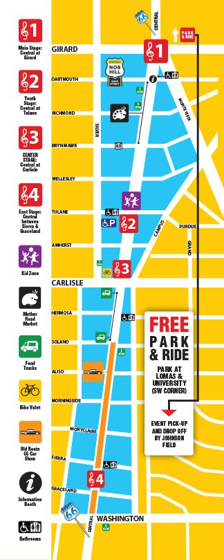abqnobhill's tweet image. Route 66 Summerfest in Nob Hill is this Saturday! There's plenty to do all along Central from Girard to Washington, so use this map during the event to ensure you don't miss a thing! We'll see you there! #nobhillabq