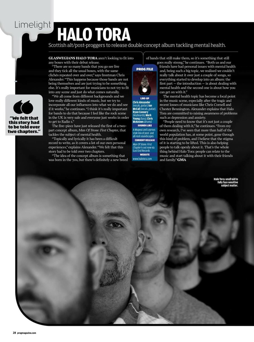 GlobalCityMGMT's tweet photo. @HaloTora had a full page in @ProgMagazineUK this month for their Limelight feature. Such a great magazine to have one of the roster acts featured in.

@ubiqulive 

#halotora #prog #magazine #print https://t.co/tW4f2XFUlP