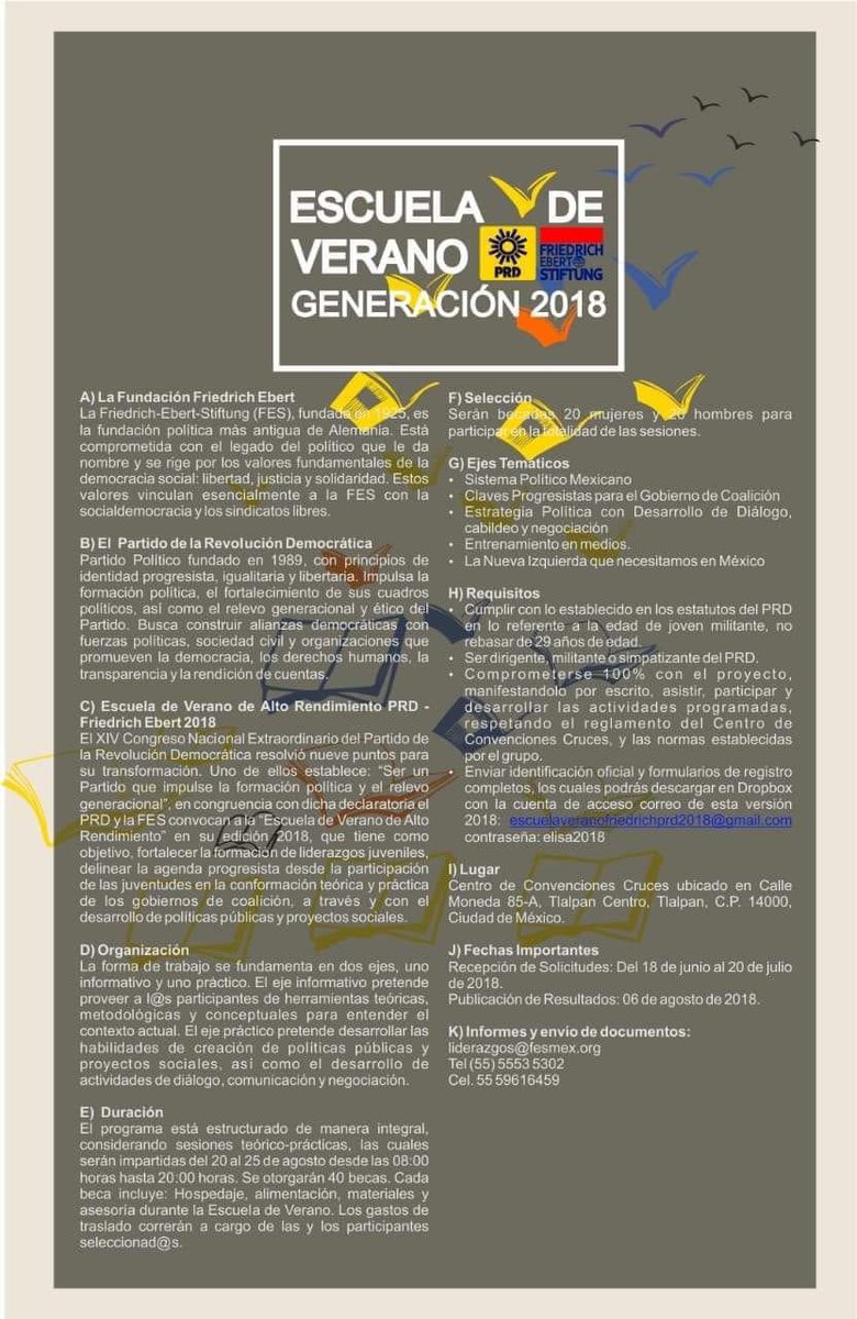 Beatriz_Mojica's tweet photo. ¡ATENCIÓN @Jiz_PRD!
Últimos días para participar por una de las 40 becas y ser parte de la segunda edición de la Escuela de #VeranoPRD que organiza el @PRDMexico y la @FESMex
Info al tel: 55-5961-6459. https://t.co/5JRuKUdycz