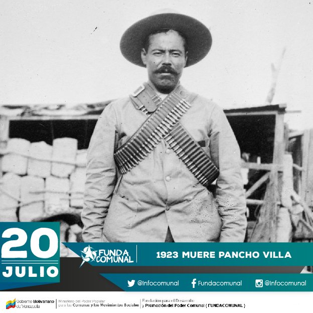 📌#Efemérides ⌛️|| El 20 de julio de 1923. Muere Pancho Villa, fue uno de los jefes de la Revolución mexicana, cuya actuación militar fue decisiva para la derrota del régimen del entonces presidente Victoriano Huerta. @Joselopezpsuv @MPComunas @aristobuloisturiz