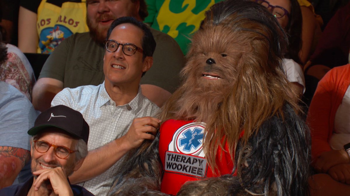 Service animals of all kinds are welcome at #ConanCon - as long as they don't make a habit of pulling people's arms out of their sockets. to.teamcoco.com/2NvT2A7 #StarWars