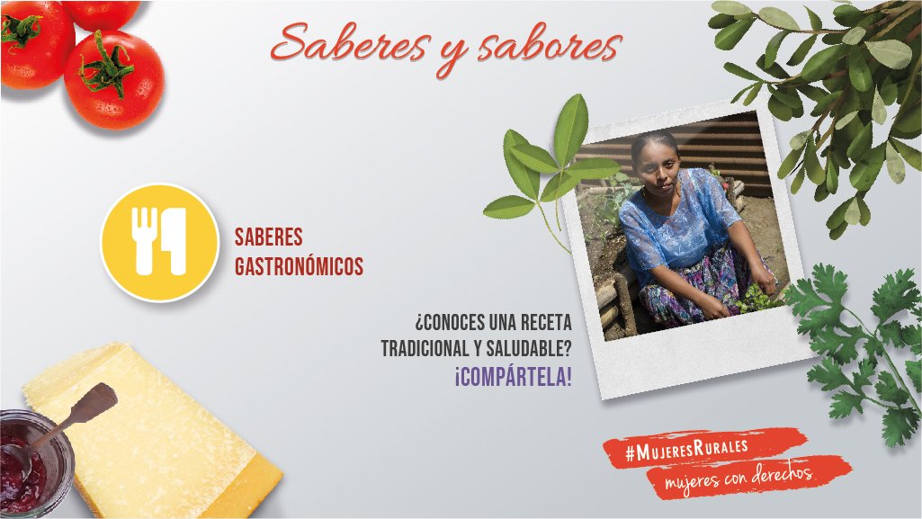 Participa de #SaberesySabores, una iniciativa de <a href="/FAOAmericas/">FAO Américas</a> para visibilizar el rol de las #MujeresRurales en el rescate de la alimentación tradicional saludable. ¡Envía tu receta! #CapacitacionesFAO <a href="/ONUMujeres/">ONU Mujeres</a>
saberesysabores.org
