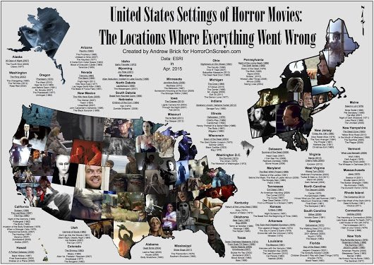 VSXViralSpiral's tweet photo. Un mapa de los U.S con las locaciones de las cintas de terror icónica https://t.co/iZXJkkEBUB