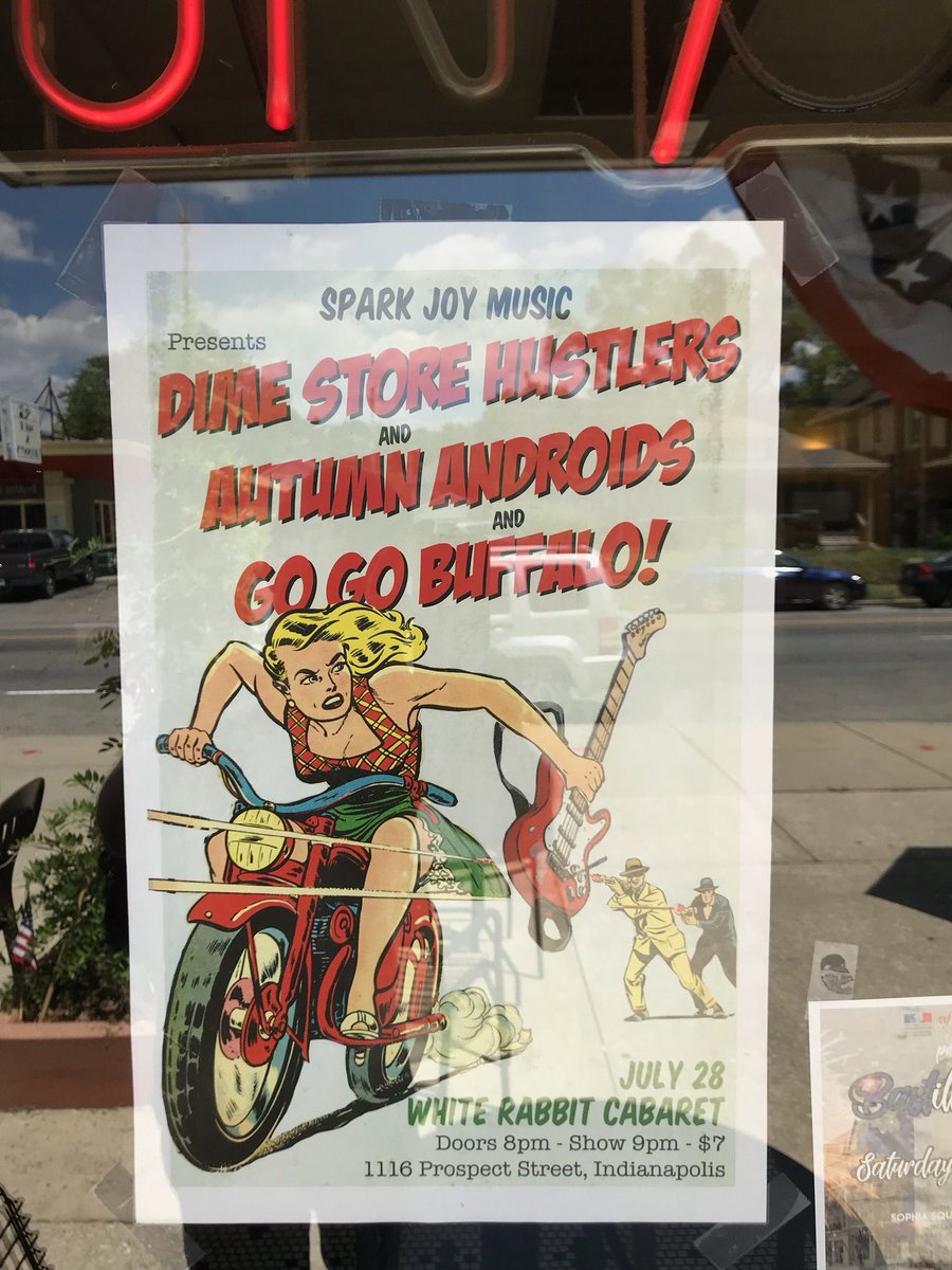 Another poster sighting around Indy for our July 28 show with Autumn Androids and Go Go Buffalo at White Rabbit Cabaret. Any guesses where this poster is? #rocknroll #livemusic
