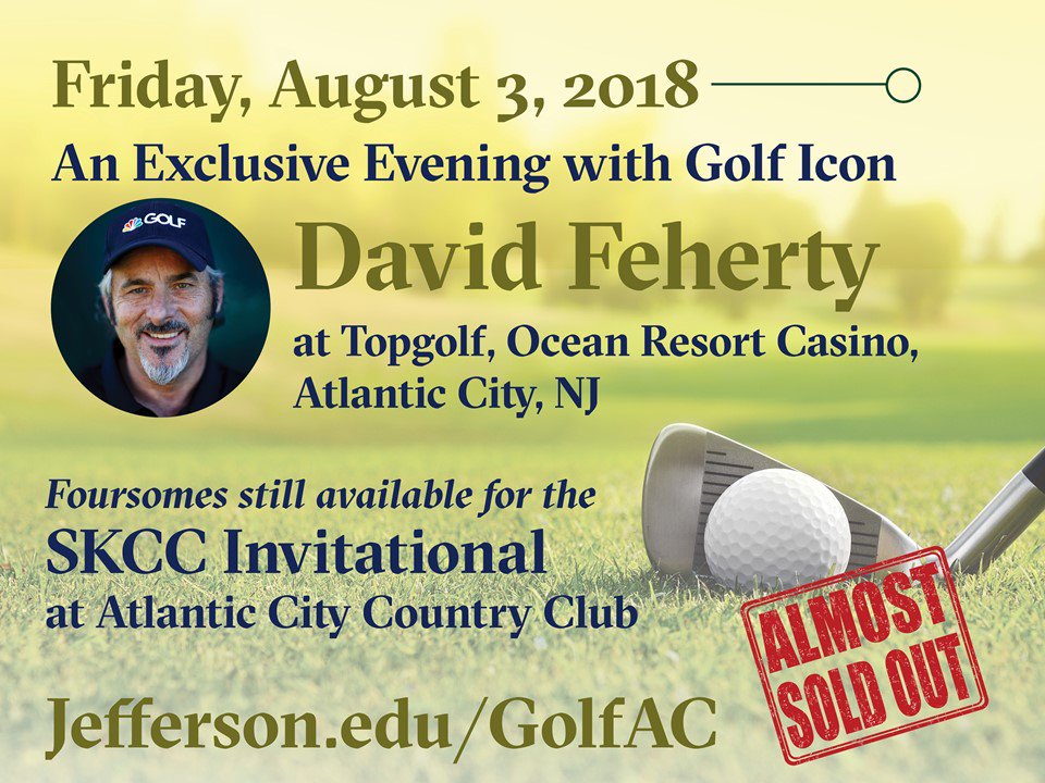 CANCERADMIN's tweet photo. Only 2 weeks left and we have limited opportunities still available for the @KimmelCancerCtr  Invitational hosted by @AtlanticCityCC and our evening event @TheOceanAC featuring @Fehertwit .    
Contact me if you have interest or questions matthew.huesser@jefferson.edu https://t.co/6M7atzcvIh