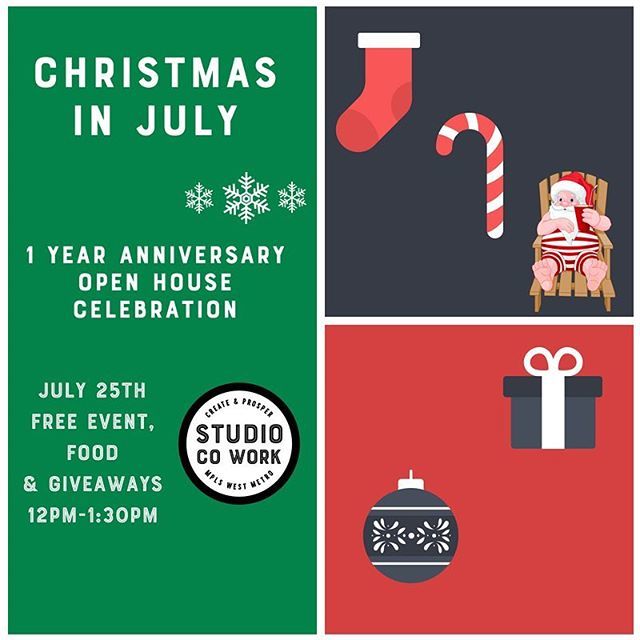 Come celebrate with us for our one year anniversary! Next Wednesday a free lunch &amp; giveaway! Christmas in July is the theme &amp; there will be lots of time for networking! Grab a free ticket on eventbrite! ift.tt/2mttacs Come celebrate with us for our one year anniversary…