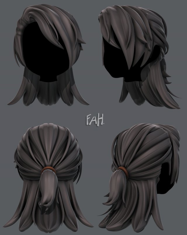 3d hair style for girl v08 3D Model in Other 3DExport