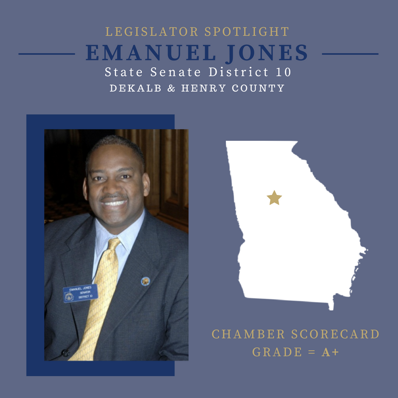 GAChamber's tweet image. Today&apos;s &quot;Legislator Spotlight Series&quot; is for @emanueldjones in State Senate District 10! Emanuel has proven to be a true champion &amp;amp; voice for his community. We look forward to working with him again next session! #GAChamberLegislatorSpotlight #gapol #BestForBiz