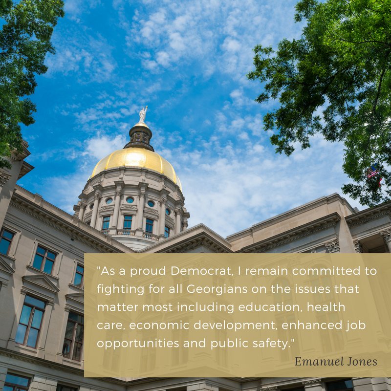 GAChamber's tweet image. Today&apos;s &quot;Legislator Spotlight Series&quot; is for @emanueldjones in State Senate District 10! Emanuel has proven to be a true champion &amp;amp; voice for his community. We look forward to working with him again next session! #GAChamberLegislatorSpotlight #gapol #BestForBiz