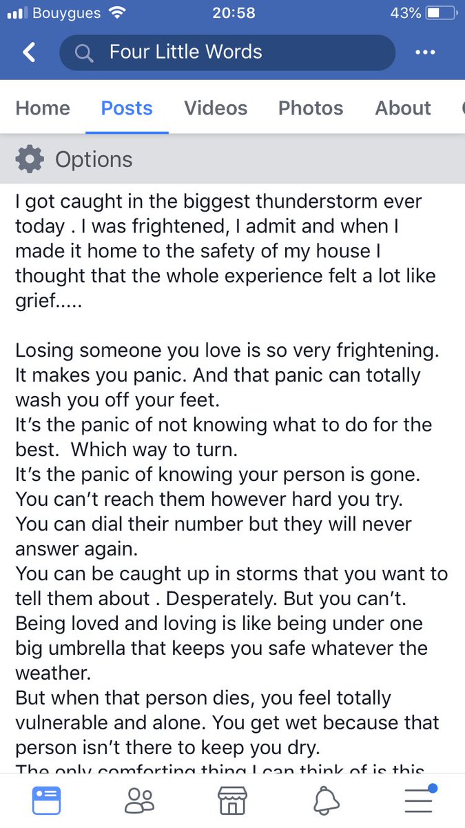 Grief is total fear. It’s the biggest thunderstorm you’ll ever get caught in . But despite the pain of absence, shelter under the umbrella of love you shared.