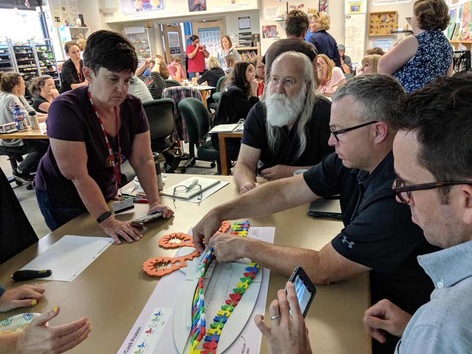 3DMolDesigns's tweet photo. Probing &amp; puzzling out the intricacies of CRISPR/Cas9 with this new Center for BioMolecular Modeling prototype kit, participants in the "Science &amp; Ethics of Gene Editing" course will field test the CRISPR/Cas9 Kit &amp; other new prototypes with their students in the next year. https://t.co/9oaC7bSOtW