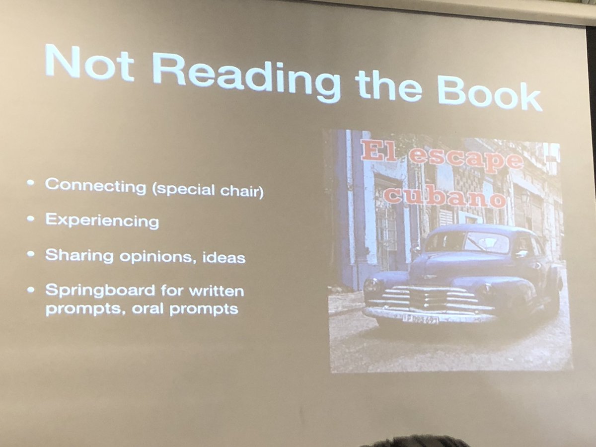mitadmitad's tweet photo. @miracanion: try special person/star of the day/special chair interviews linked with a novel. Compare attributes, etc., with a character and the student. Book as springboard to discussion. #iflt18 https://t.co/CIpB6QEw68