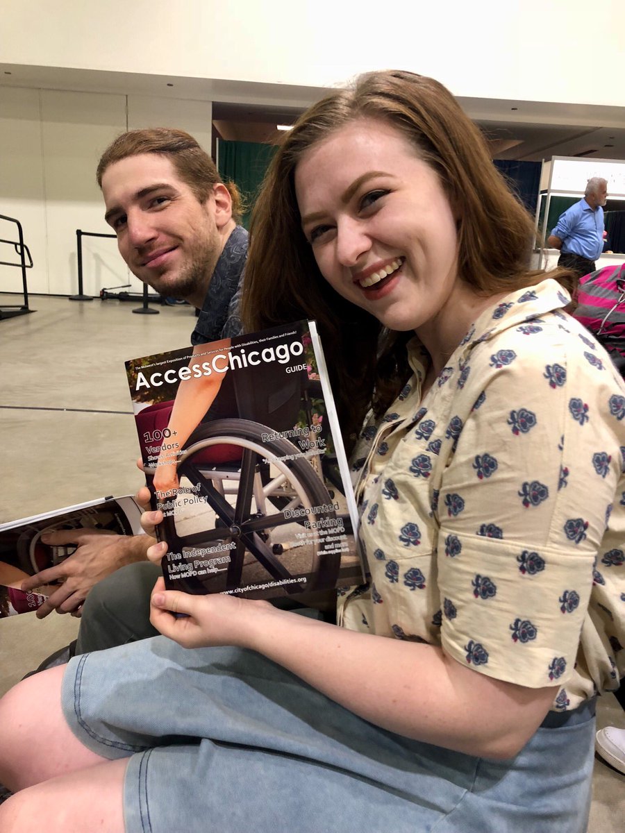 WritersTheatre's tweet photo. Hello from our Box Office Lead Evey and Audience Services Coordinator Jake from AccessChicago! @CHIDisabilities #accesschicago #ada #accessibility #inclusion #diversity https://t.co/lUEEkfvJgn
